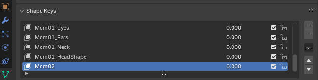 Blender Shape Keys panel